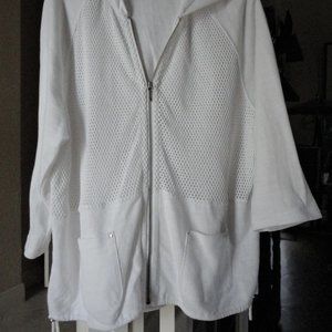 Chico's White 100% Cotton Hoodie Jacket